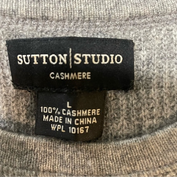 Sutton Studio Gray Cashmere Crew Neck Sweater Large Knit - Picture 8 of 8